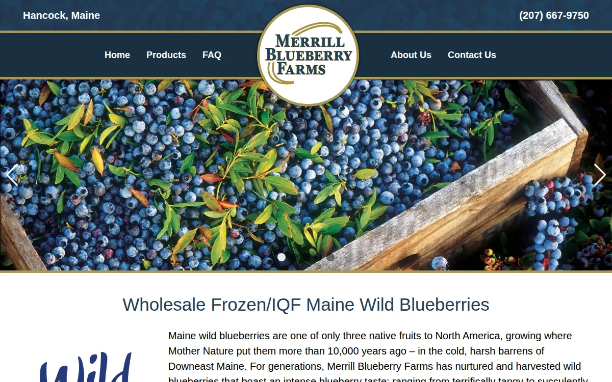 Homepage of Merrill Blueberry Farms, INC.