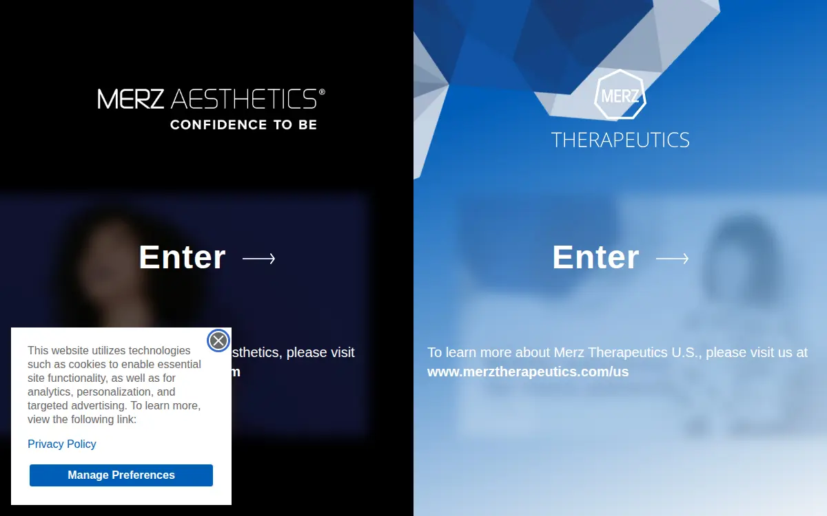 Homepage of Merz Pharmaceuticals, LLC