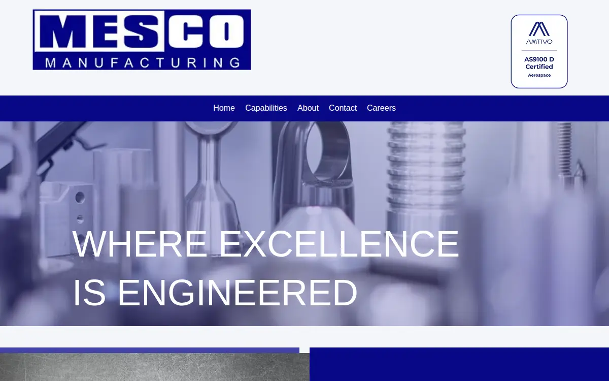 Homepage of Mesco Manufacturing Group LLC