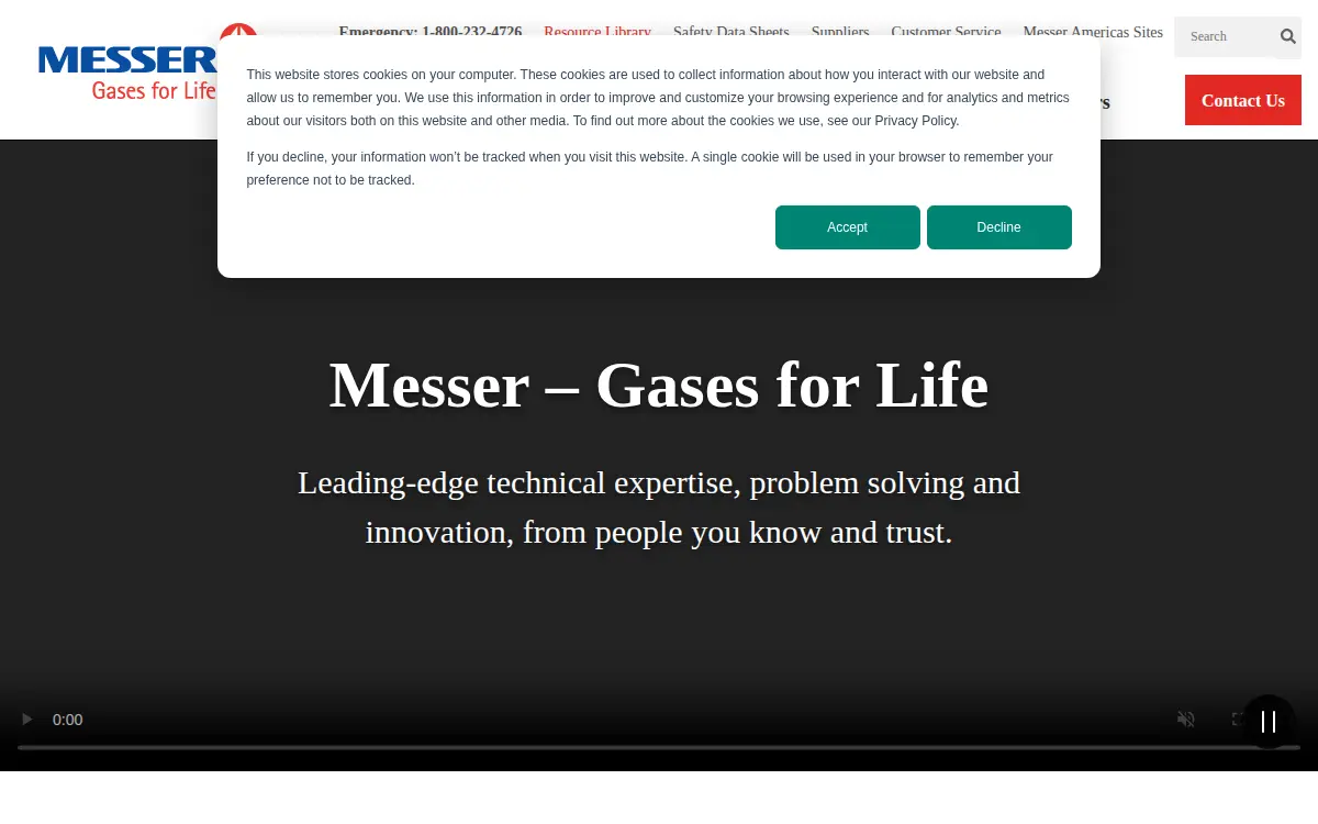 Homepage of Messer LLC
