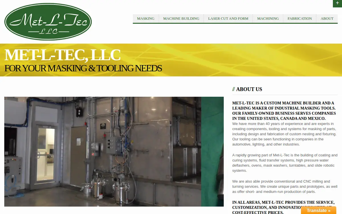 Homepage of Met-l-tec, LLC