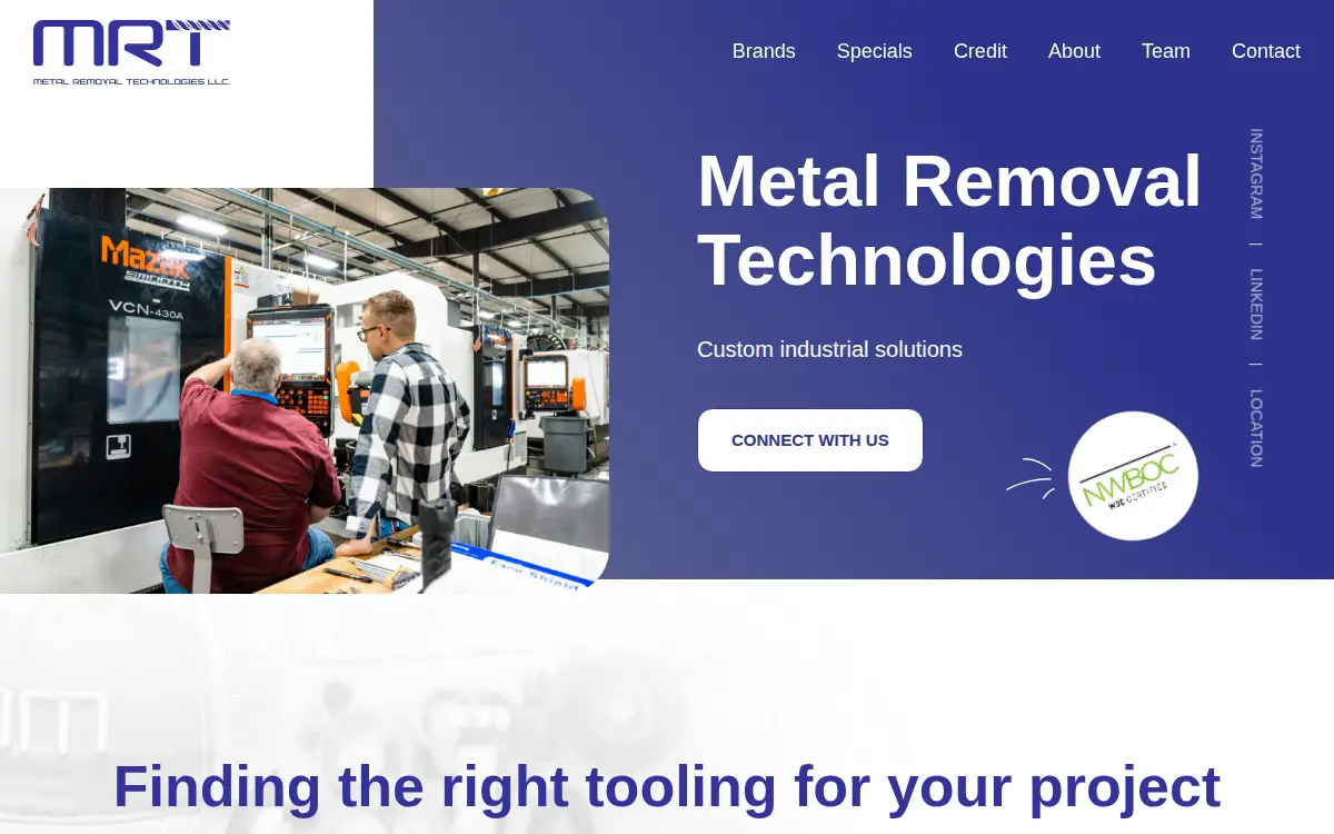 Homepage of Metal Removal Technologies, LLC