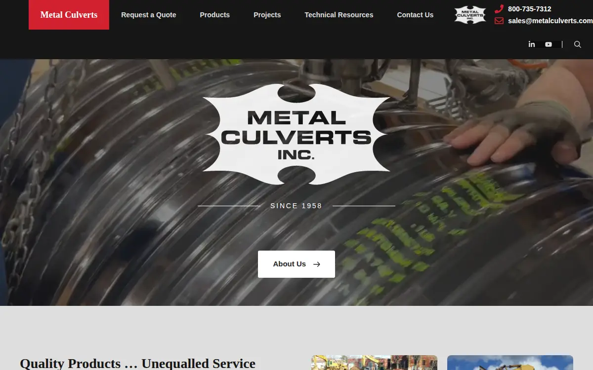Homepage of Metal Culverts, INC.