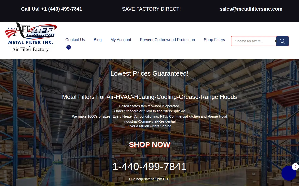 Homepage of Air Filter Factory LLC