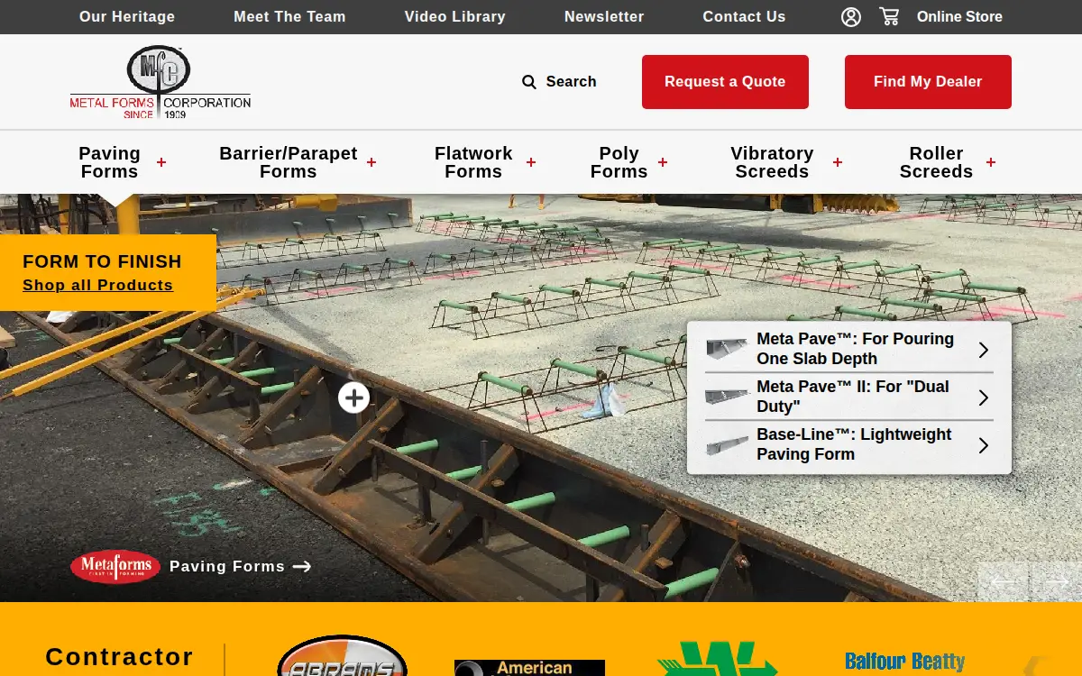Homepage of Metal Forms Corporation