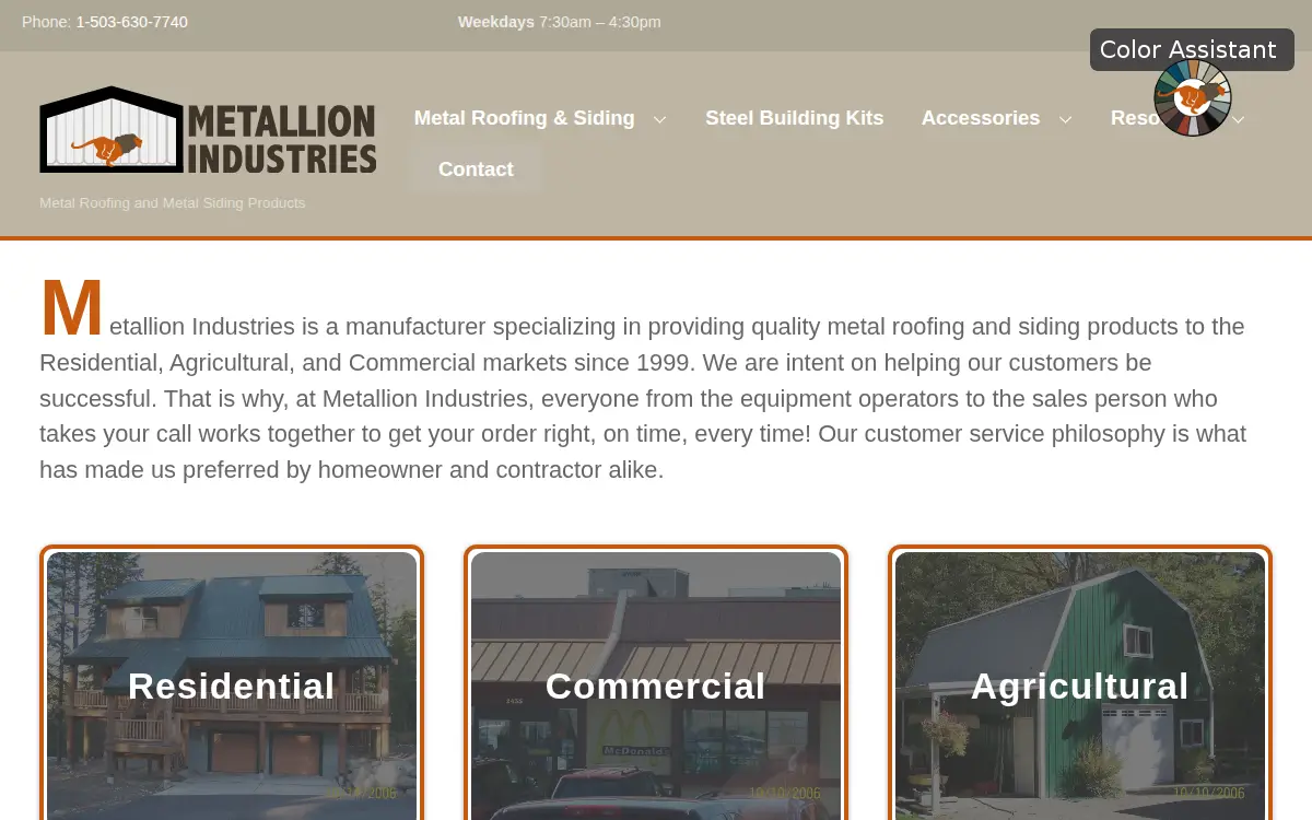 Homepage of Metallion Industries, INC.