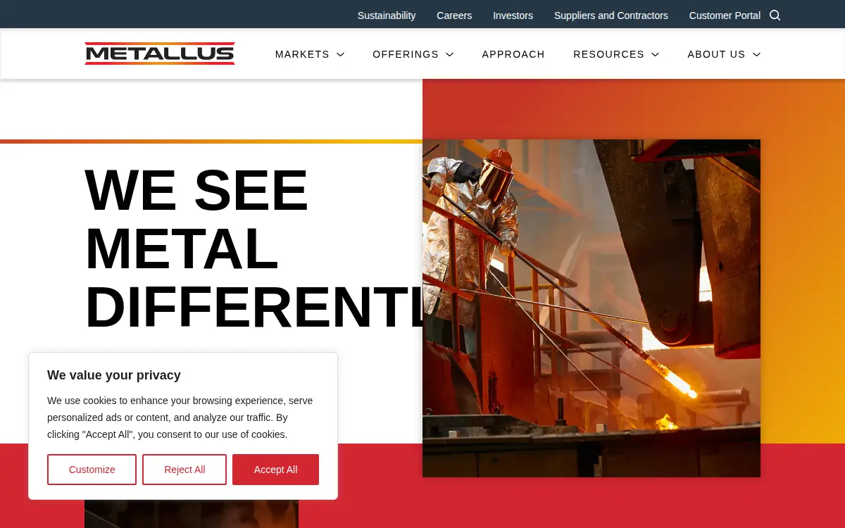 Homepage of Metallus INC.