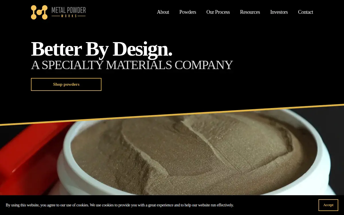 Homepage of Metal Powder Works, LLC