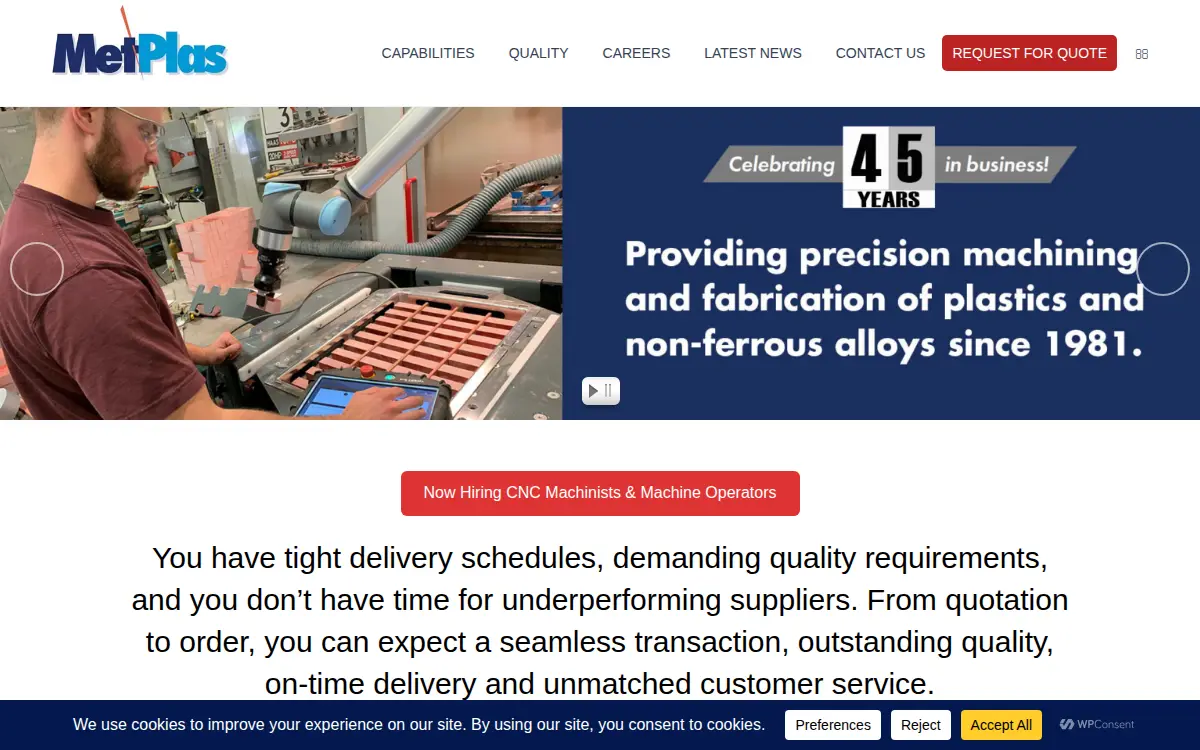 Homepage of Metplas INC