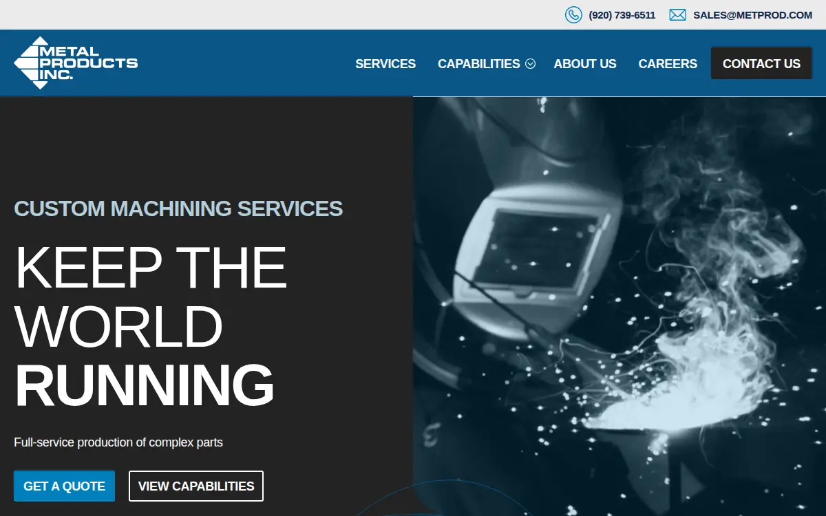 Homepage of Metal Products, Incorporated
