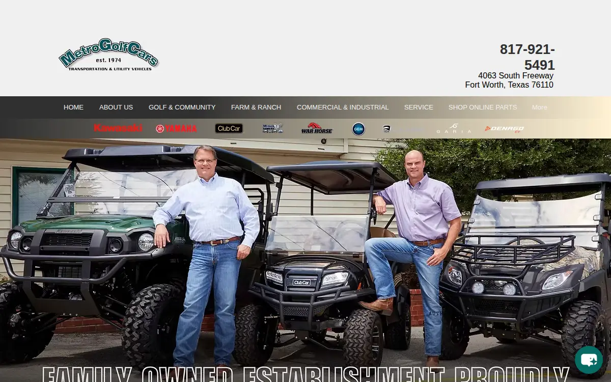 Homepage of Metro Golf Cars, INC.