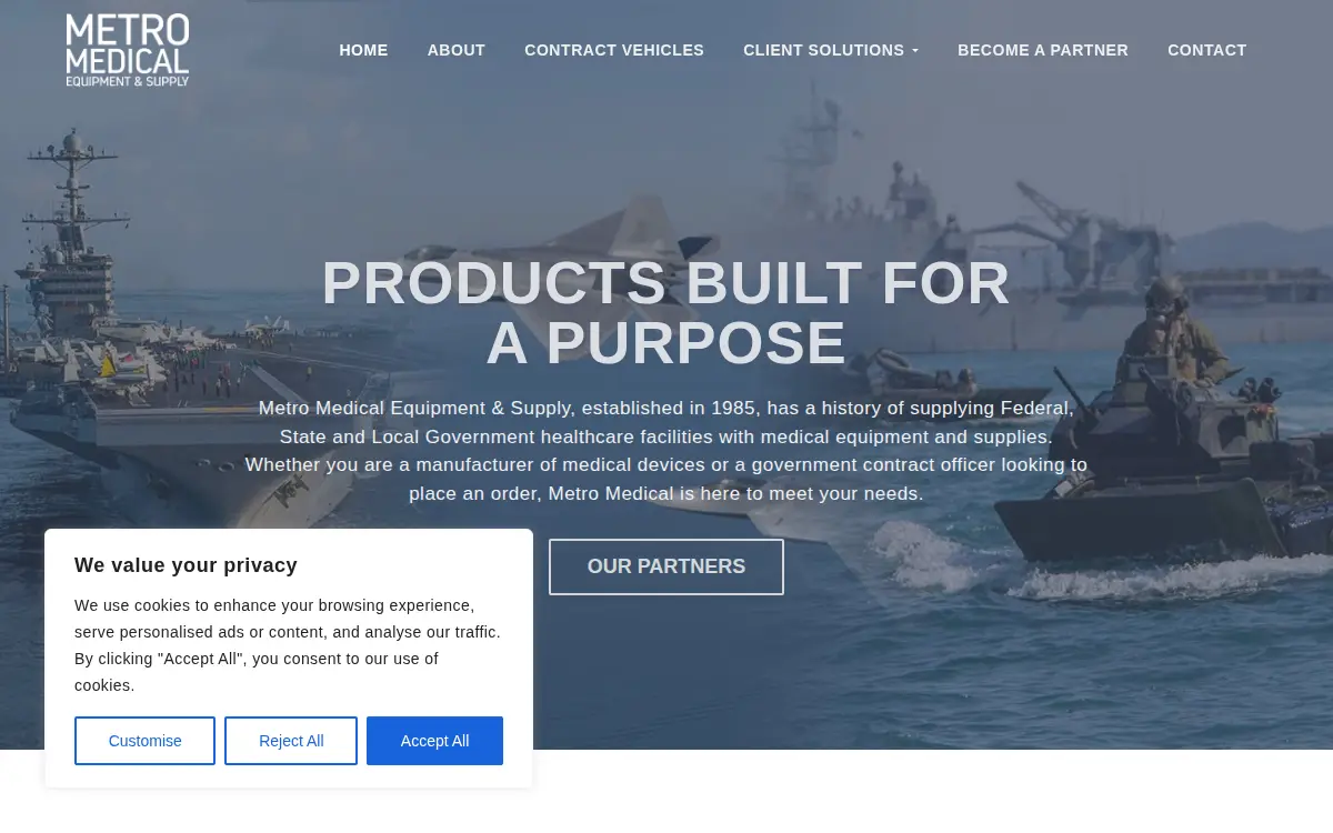 Homepage of Metro Medical Equipment & Supply, INC.