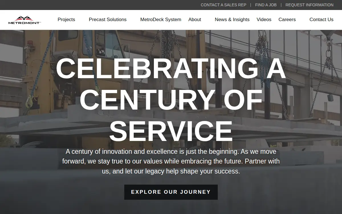 Homepage of Metromont LLC