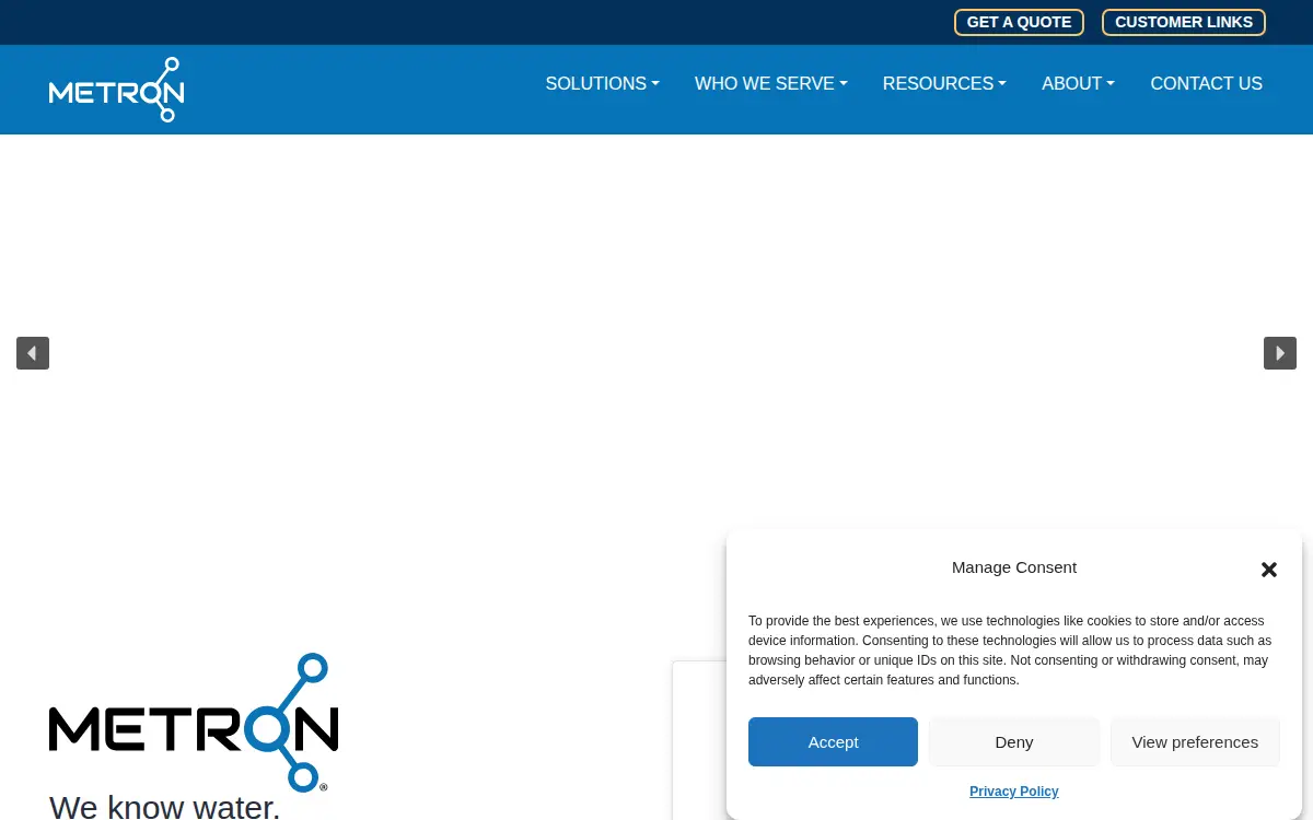 Homepage of Metron Farnier, LLC