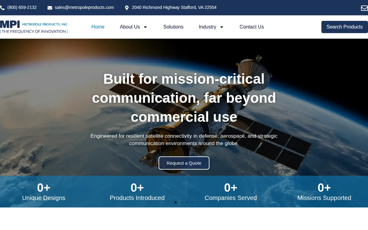 Homepage of Metropole Products, INC.