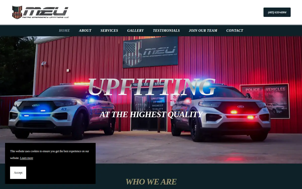 Homepage of Metro Emergency Upfitters, LLC