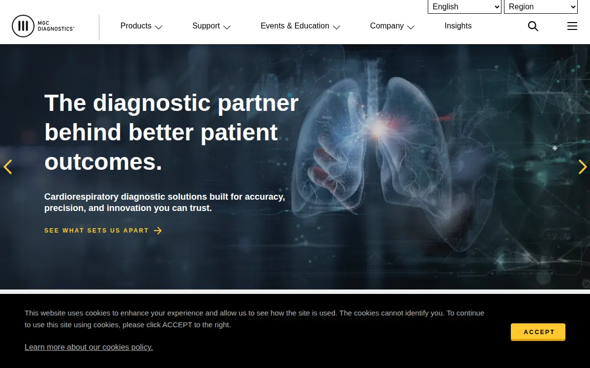 Homepage of Medical Graphics Corporation