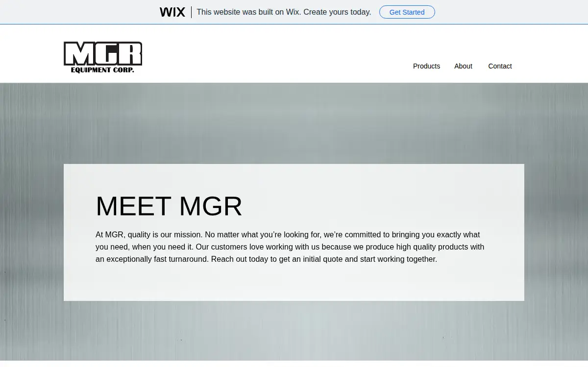 Homepage of Mgr Equipment CORP