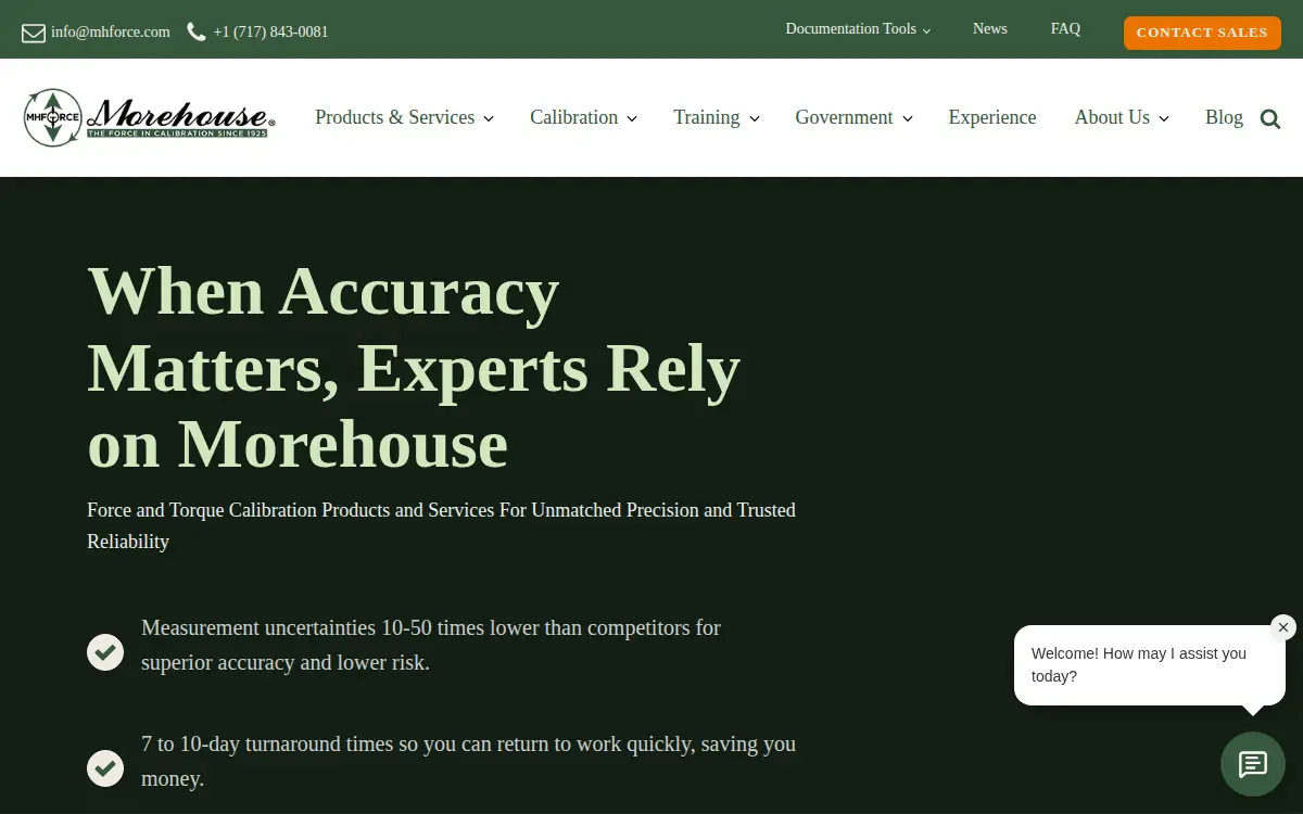 Homepage of Morehouse Instrument Company