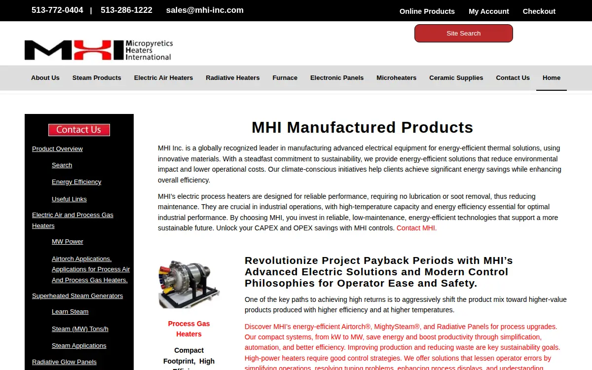 Homepage of Micropyretics Heaters International INC