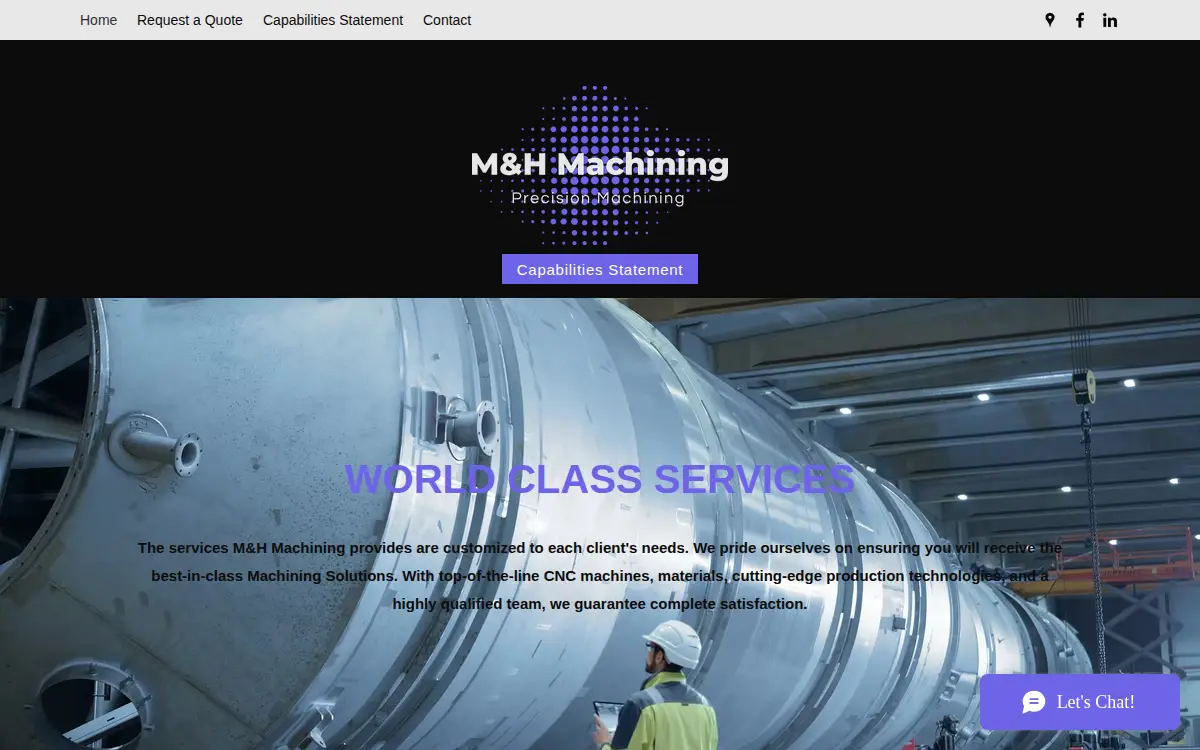 Homepage of M & H Machining, INC