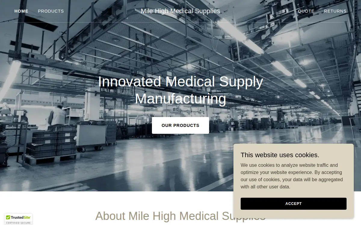 Homepage of Mile High Medical Supplies LLC