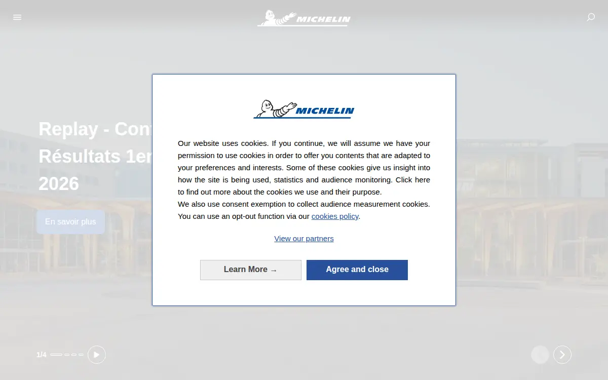 Homepage of Michelin North America, INC