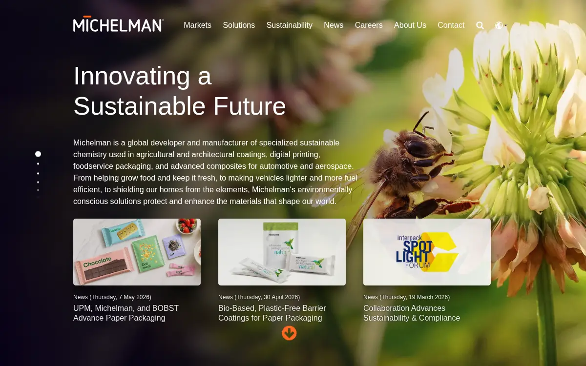 Homepage of Michelman, INC.