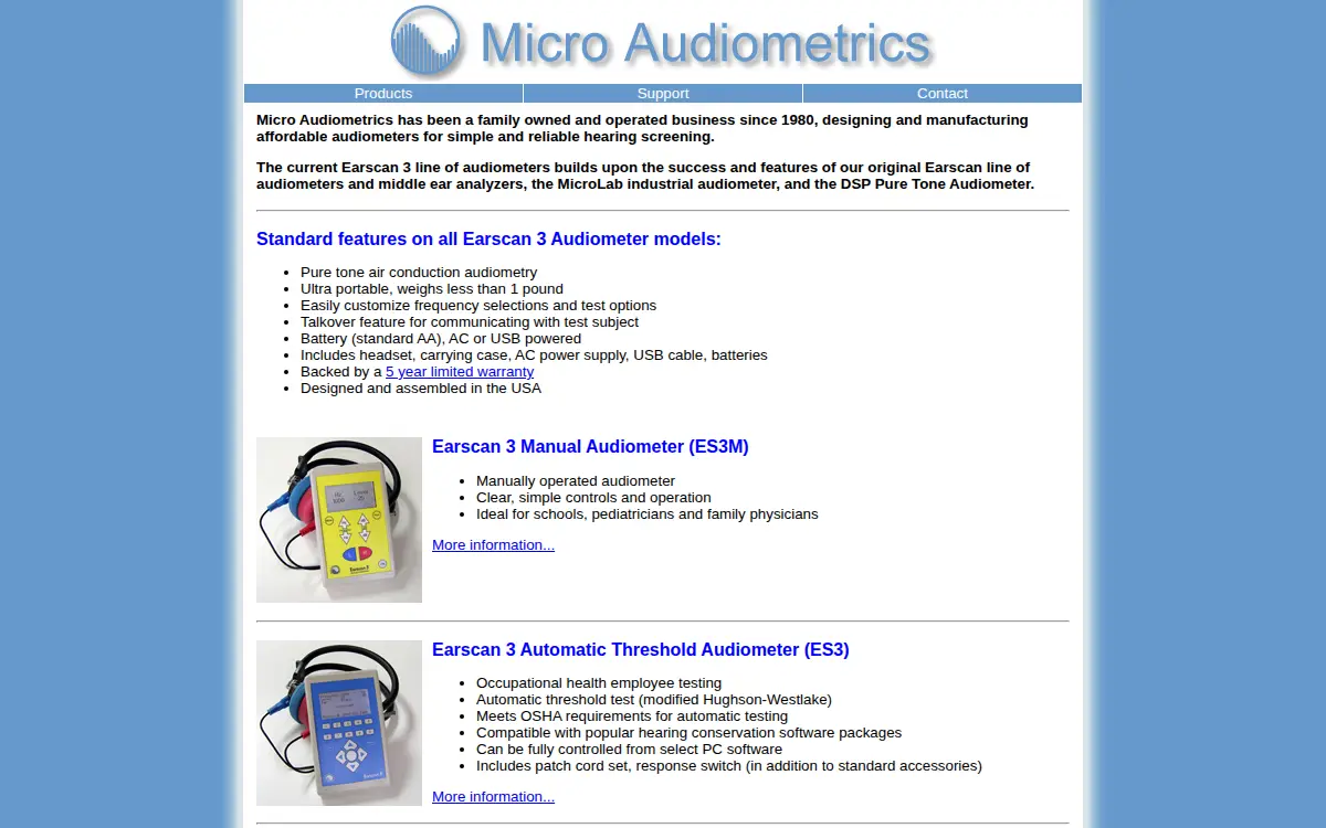 Homepage of Micro Audiometrics Corporation