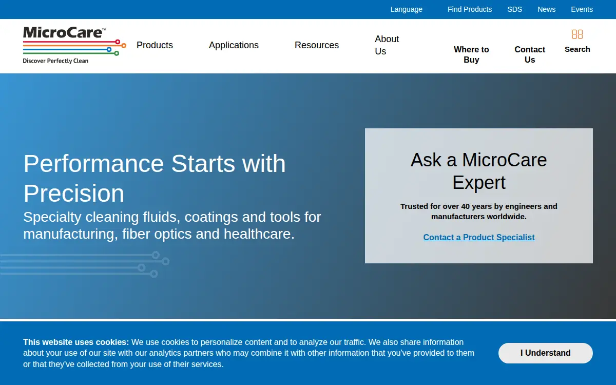 Homepage of Microcare, LLC