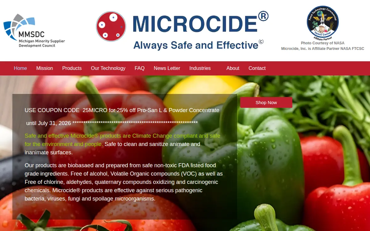 Homepage of Microcide INC.