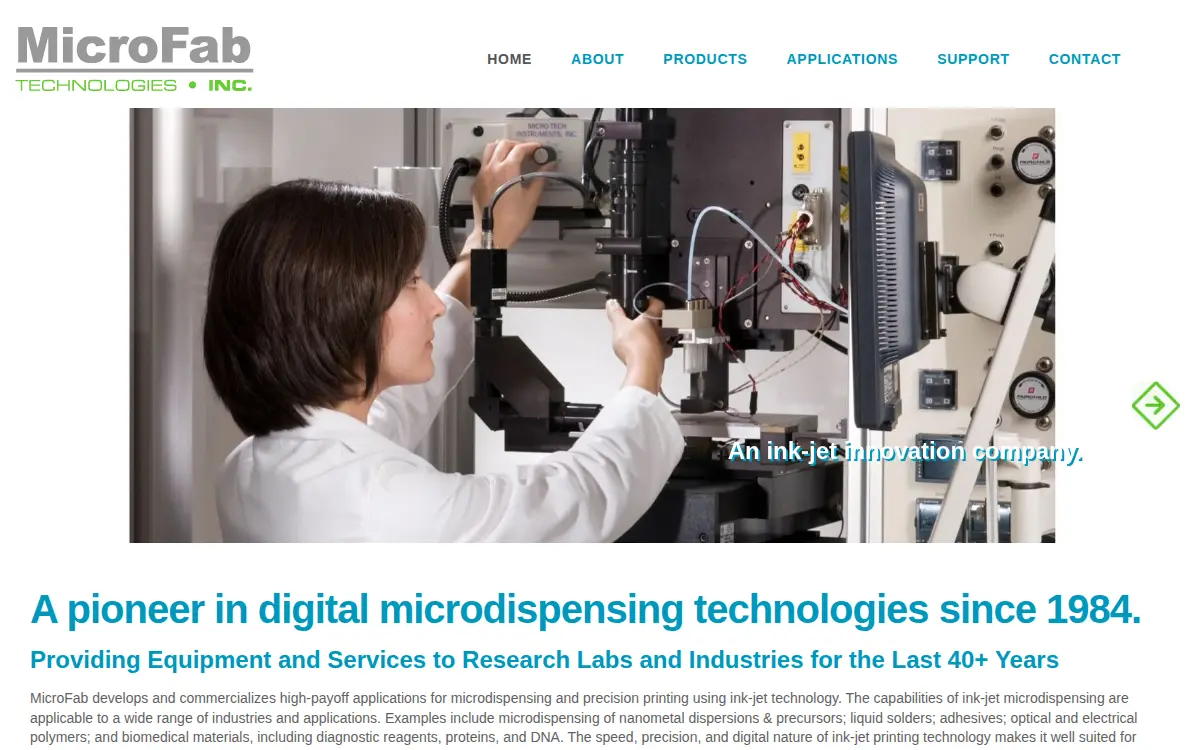 Homepage of Microfab Technologies, INC.