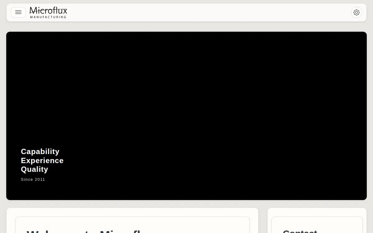 Homepage of Microflux LLC