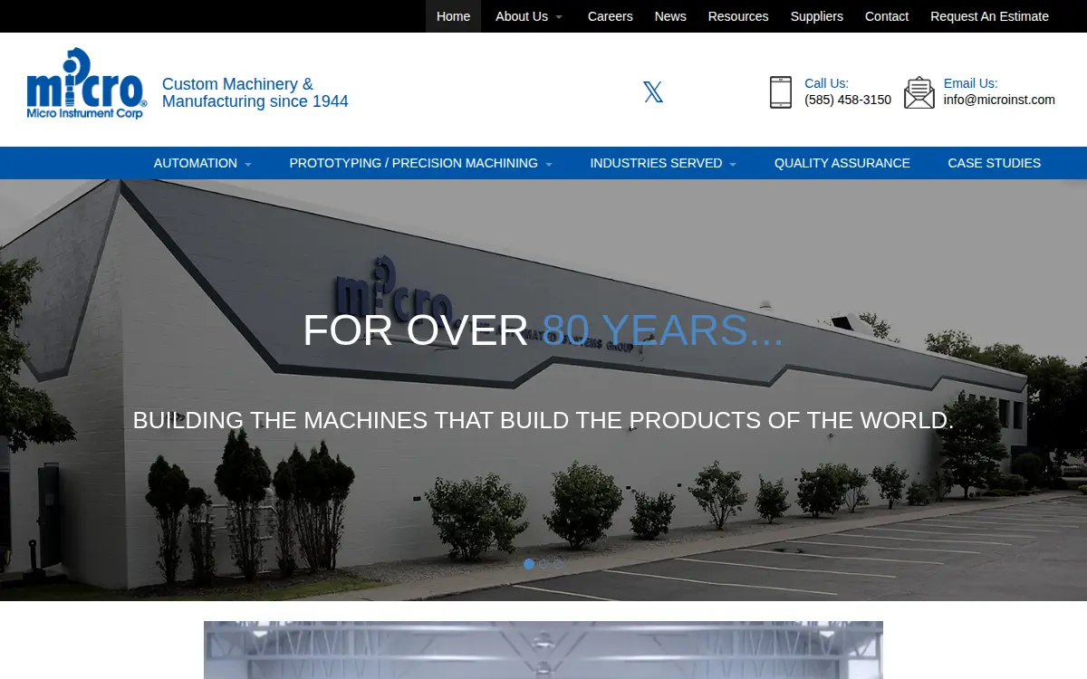 Homepage of Micro Instrument CORP.