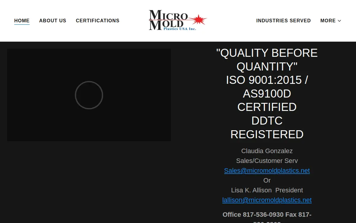 Homepage of Micro Mold Plastics Usa, INC