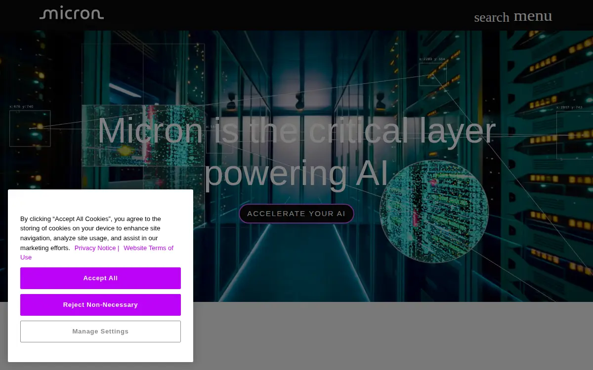 Homepage of Micron Technology INC