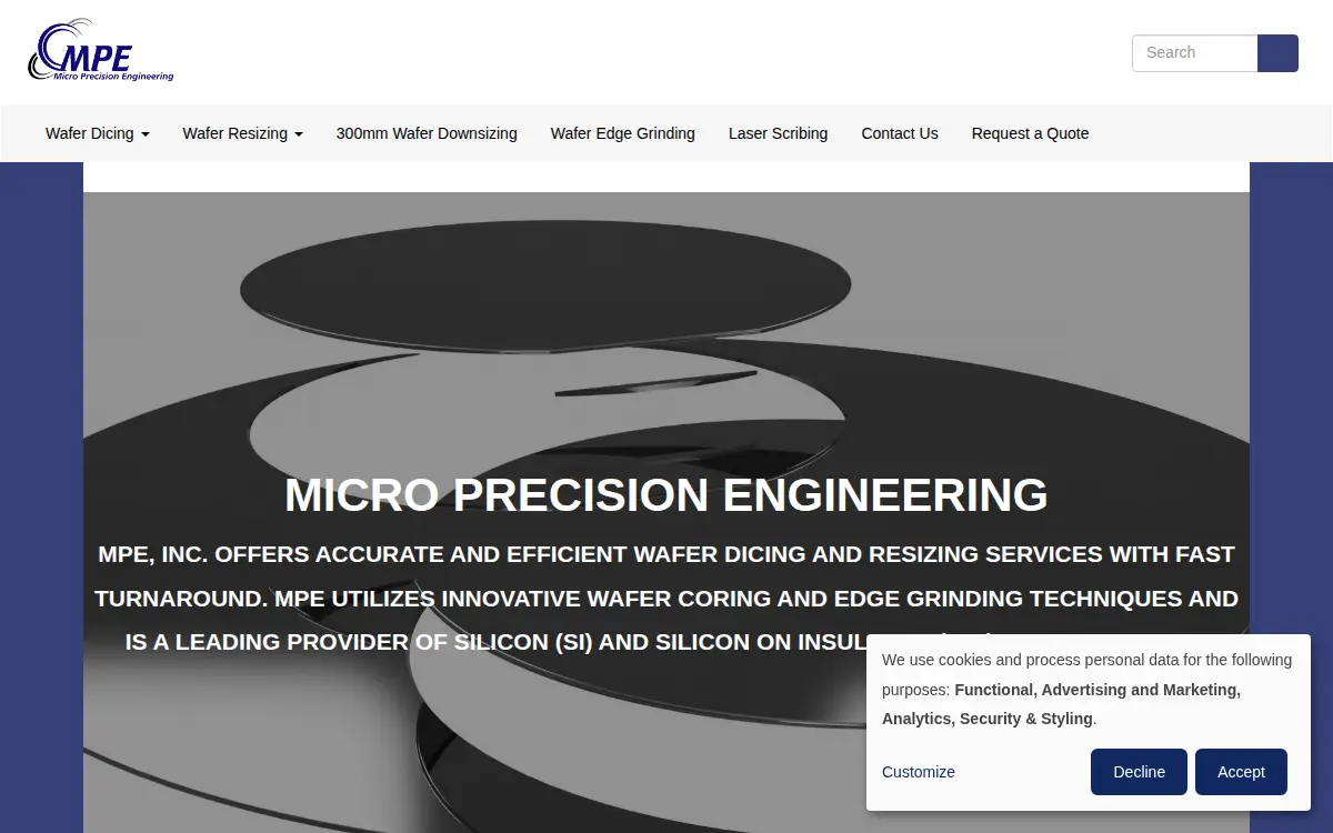 Homepage of Mpe, INC