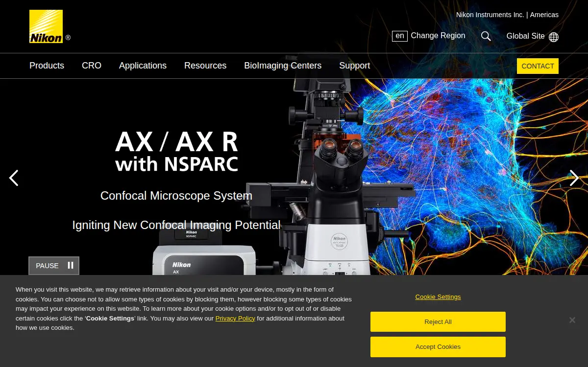 Homepage of Nikon Instruments INC