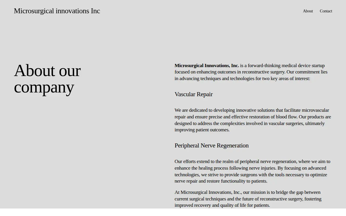 Homepage of Microsurgical Innovations INC