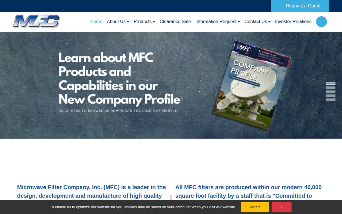 Homepage of Microwave Filter CO INC