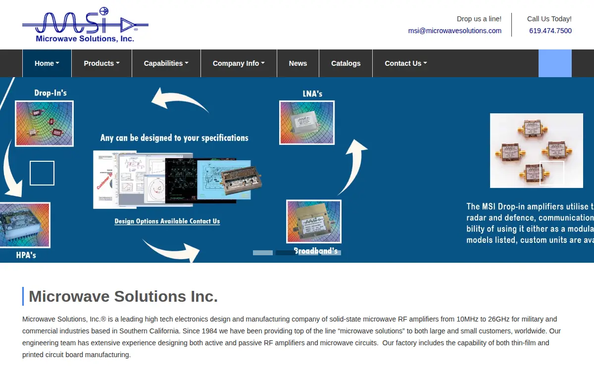 Homepage of Microwave Solutions, INC