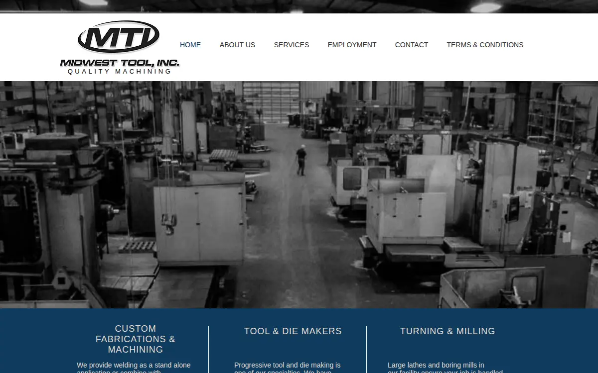 Homepage of Midwest Tool, INC.