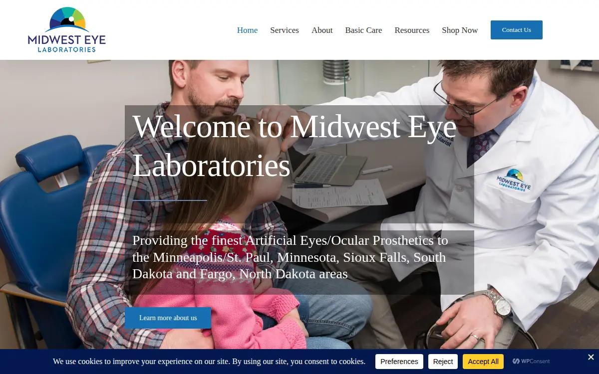 Homepage of Midwest Eye Laboratories Sioux Falls, LLC