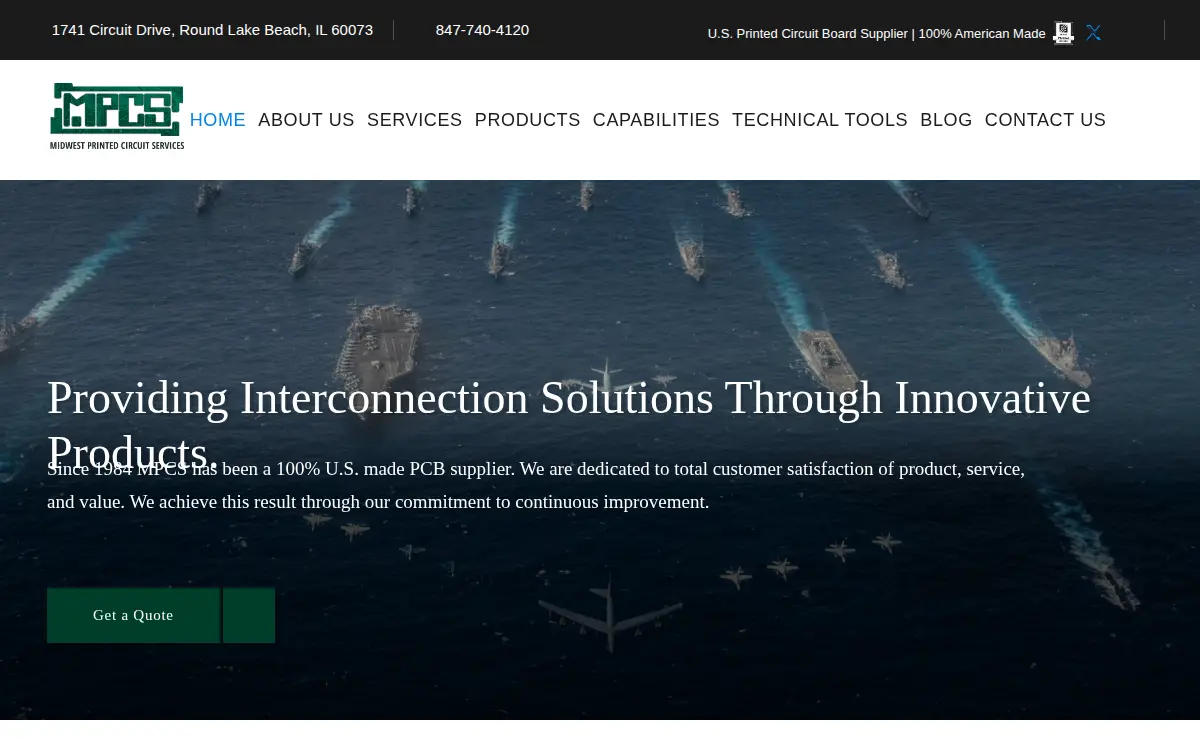 Homepage of Midwest Printed Circuit Services, INC