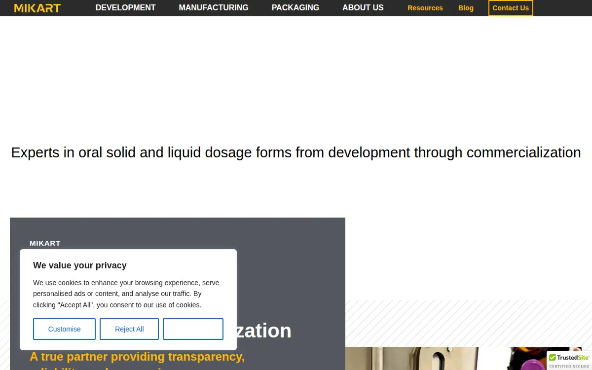 Homepage of Mikart, LLC