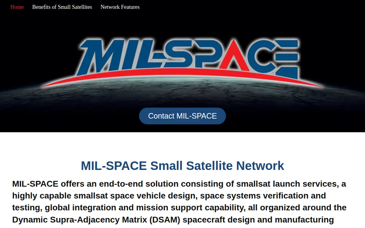 Homepage of Mil-space, LLC
