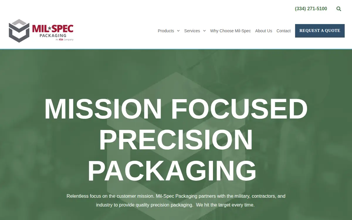 Homepage of Mil-spec Packaging of Ga., INC.