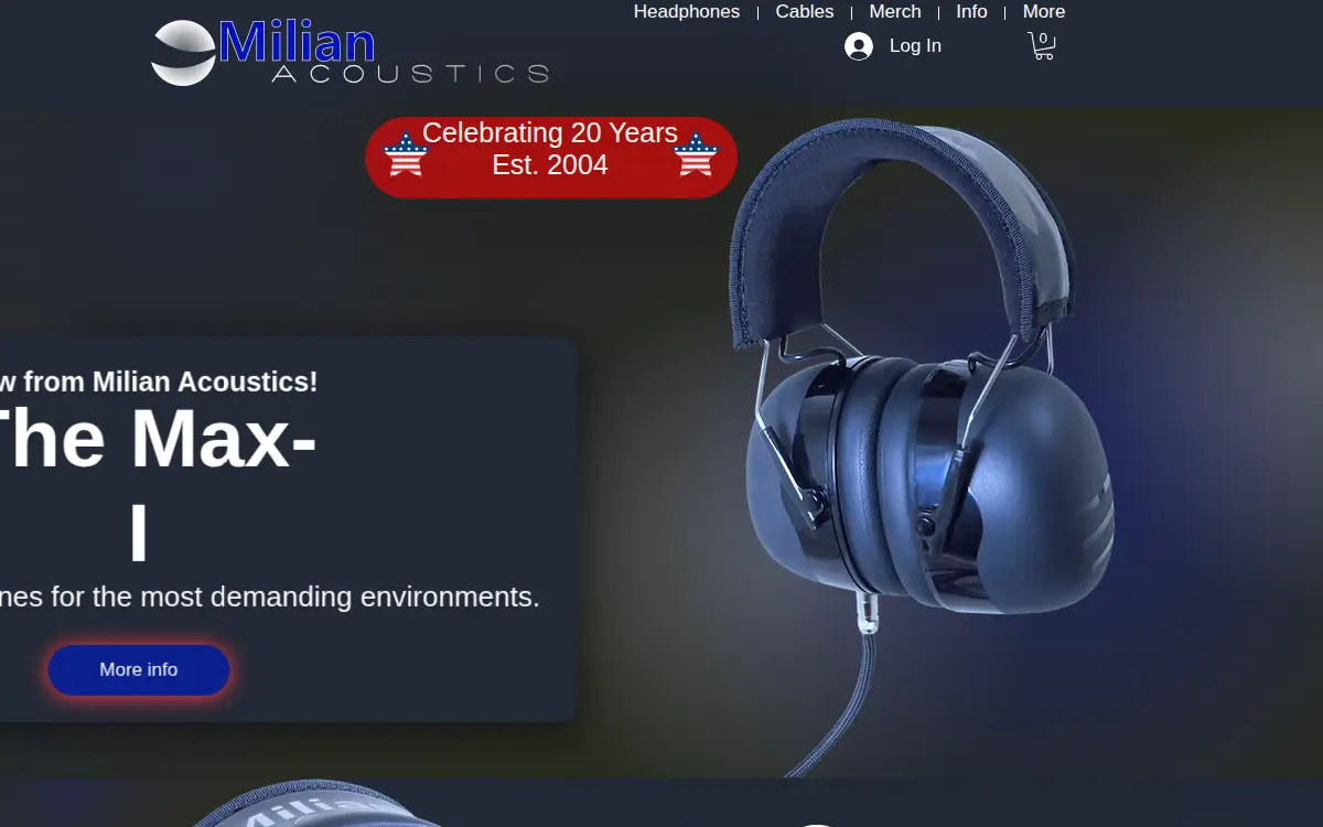 Homepage of Milian Acoustics, LLC