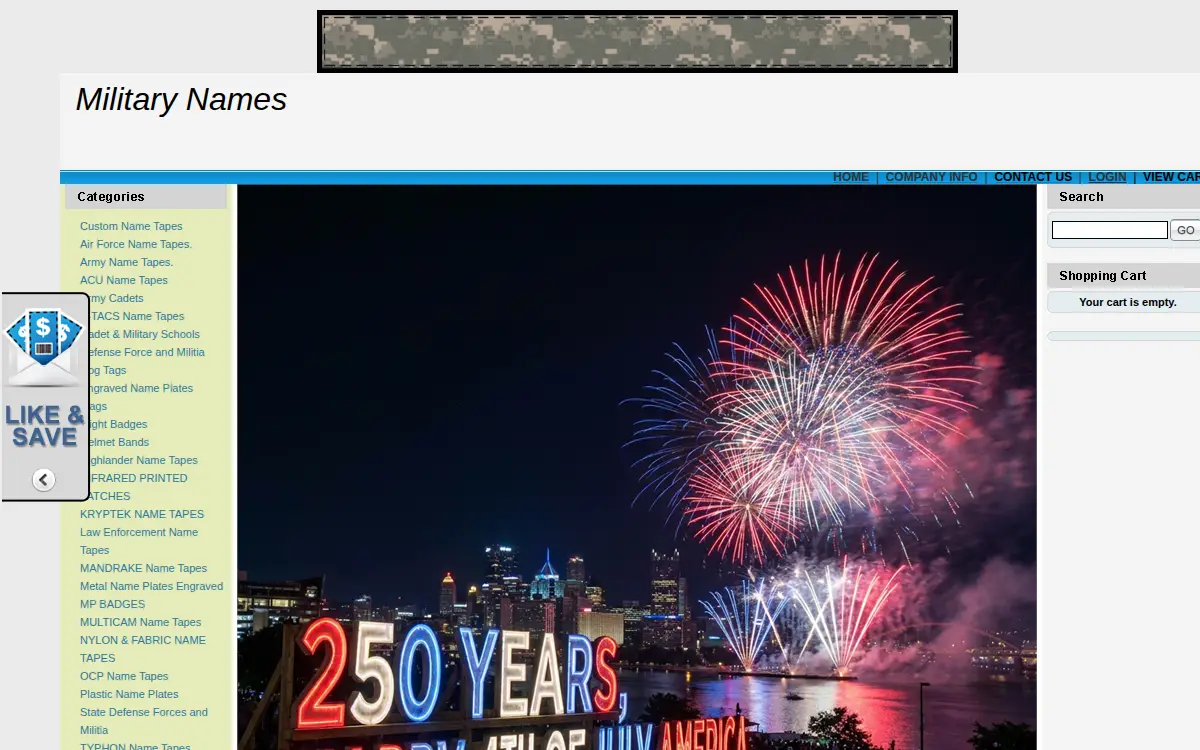 Homepage of Military Names LLC