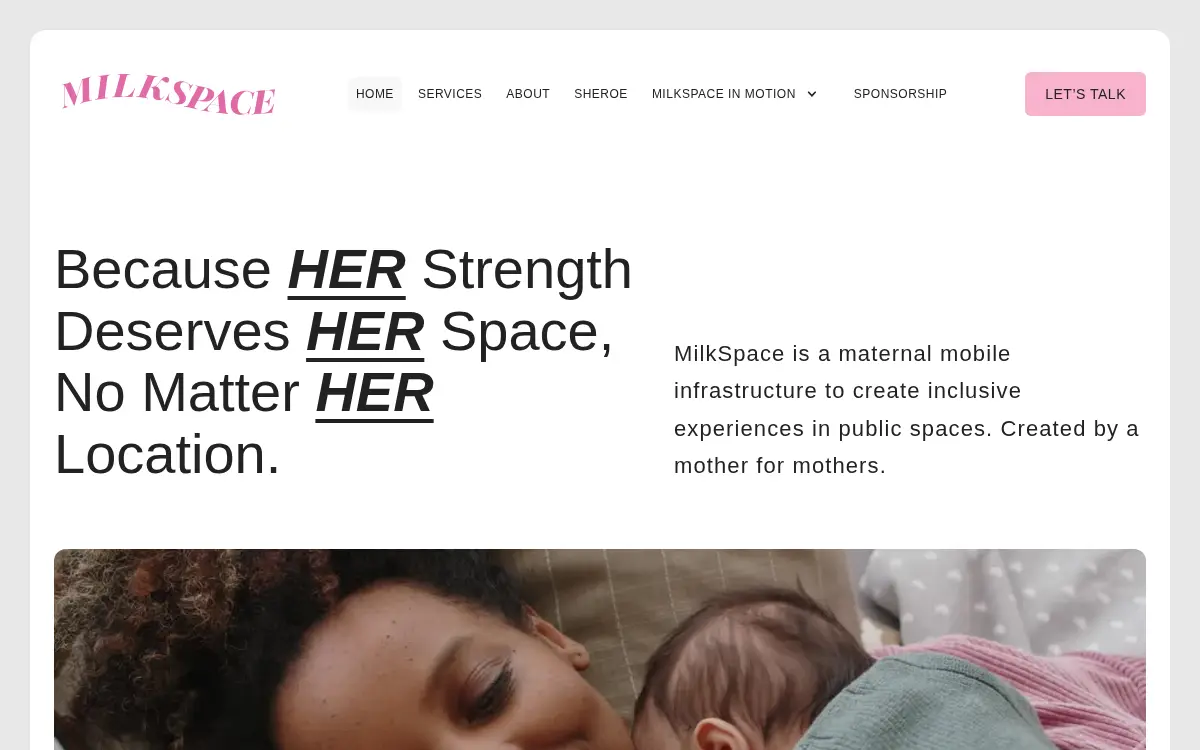 Homepage of Milkspace, LLC
